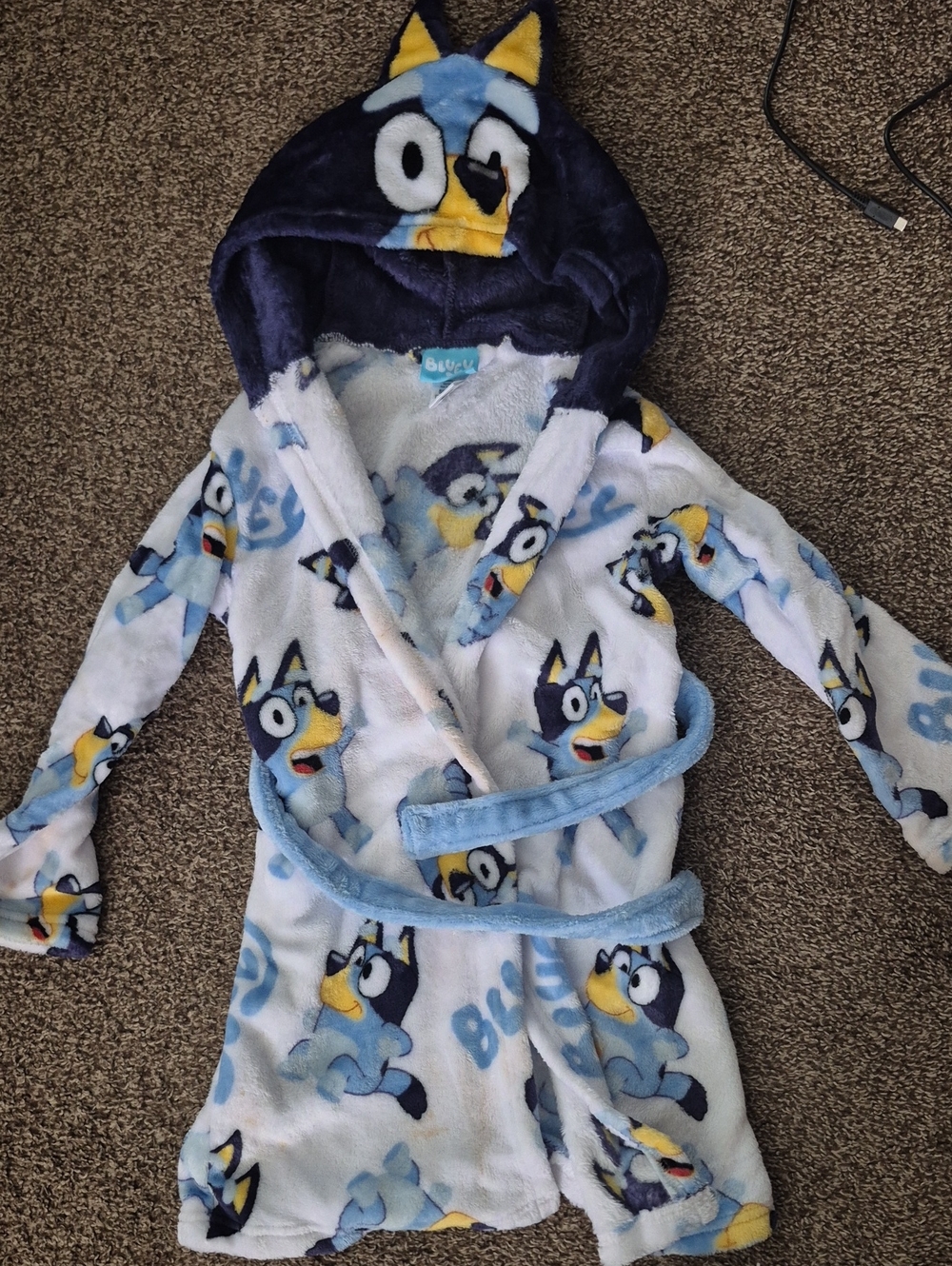 Lucy Kids Hooded Blue & Yellow Character Bathrobe
